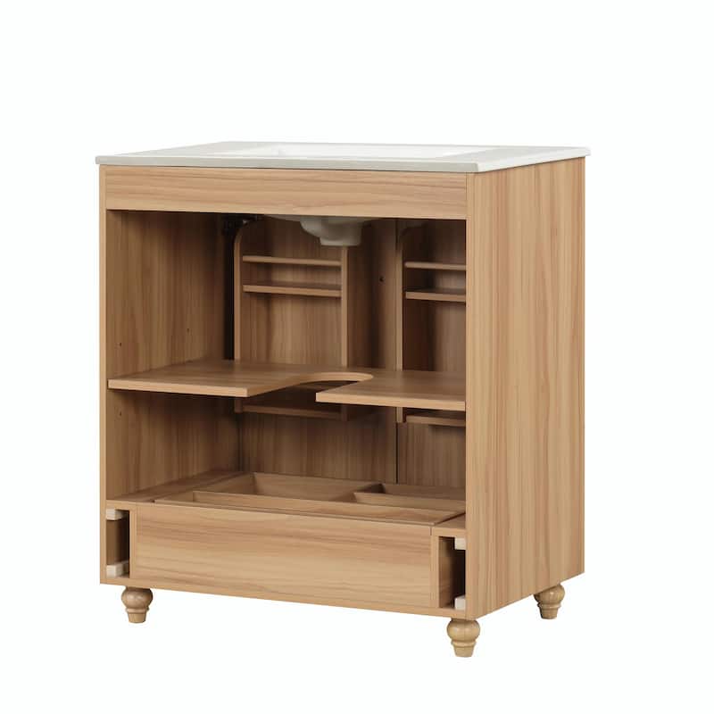 30" Bathroom Vanity with Sink Combo, Multi-functional Cabinet with Doors and Drawer, MDF Board