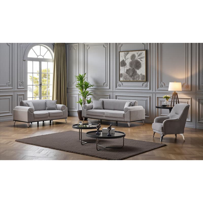 Softline 3 Pieces Living Room Sets 1 Sofa 1 Loveseat 1 Chair - Cream