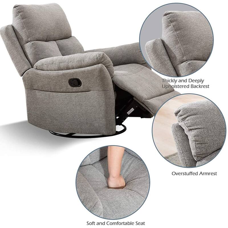 Manual Fabric Overstuffed Soft Rocking Recliner Chairs Sofa for Living Room
