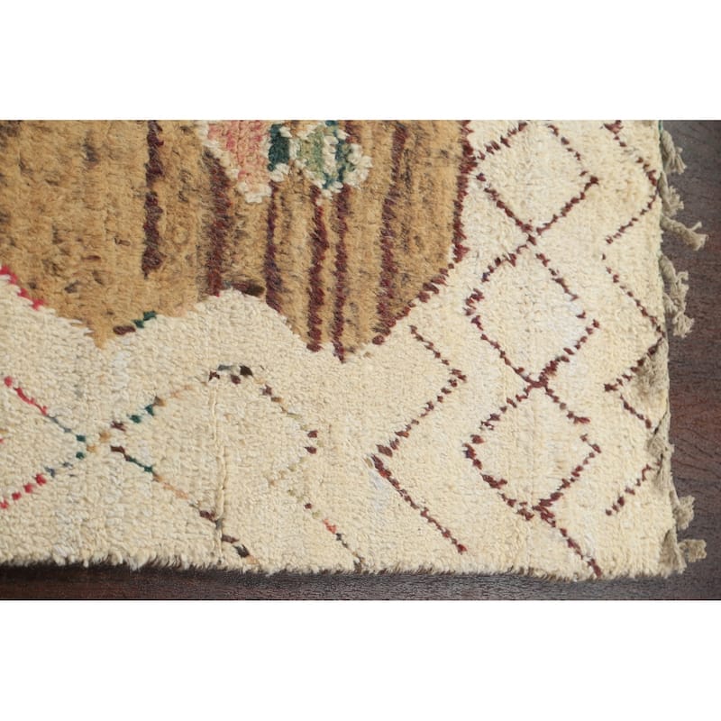 Geometric Oriental Moroccan Wool Area Rug Hand-knotted Tribal Carpet - 5'11" x 9'1"