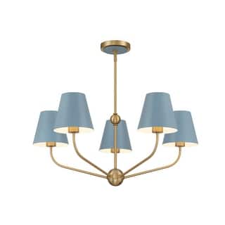 Xavier 5 Light Vibrant Gold + Blue Chandelier