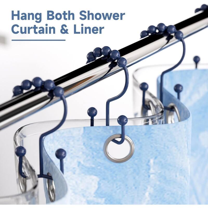 Rust-proof Metal Double Sliding Shower Hooks for Bathroom Shower Rods and Curtains, 12 Pack