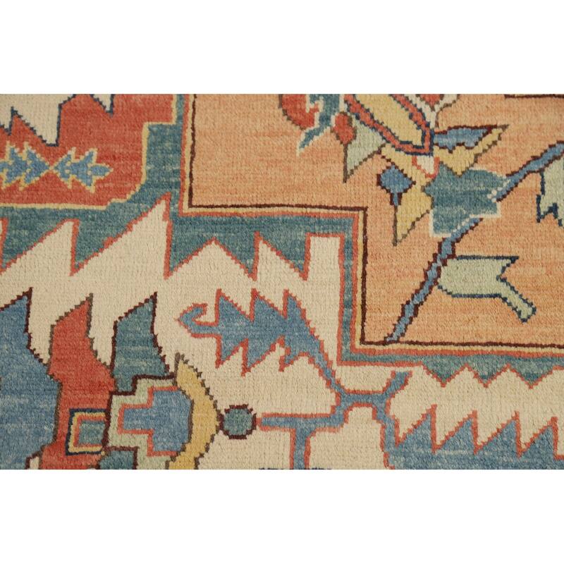 Vegetable Dye Heriz Serapi Oriental Area Rug Handmade Wool Carpet - 9'2" x 11'11"