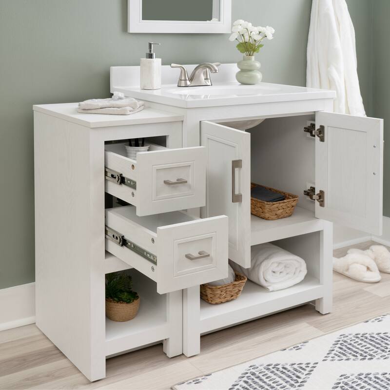 Linon Blakely Vanity with Mirror and 12-inch Side Cabinet
