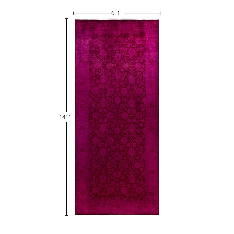 Overdyed One-of-a-Kind Hand-Knotted Area Rug - Purple - 6' 1" x 14' 1"
