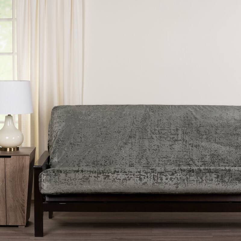 High Society Crushed-Velvet Full Size Futon Cover - N/A - High Society Silver