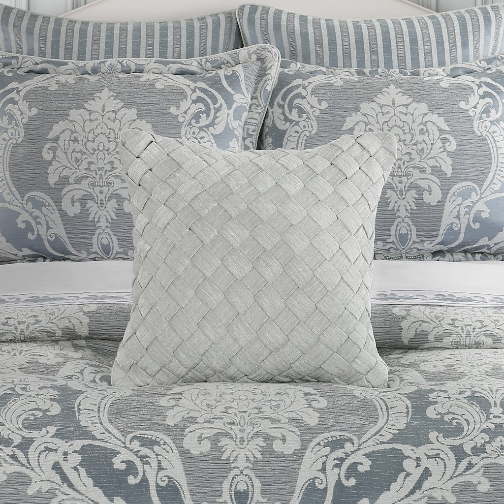 Queensbury Steel Blue 18" Square Decorative Throw Pillow