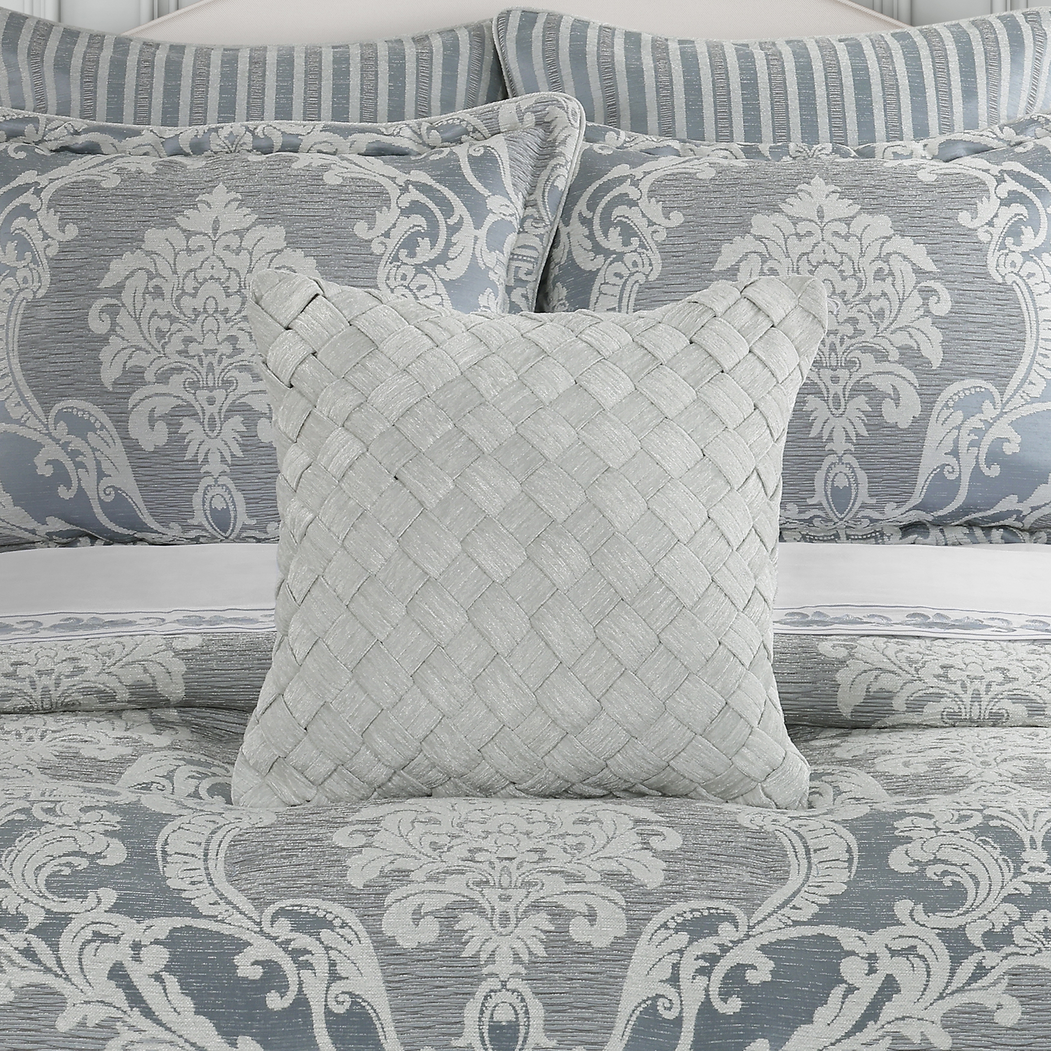 Queensbury Steel Blue 18" Square Decorative Throw Pillow