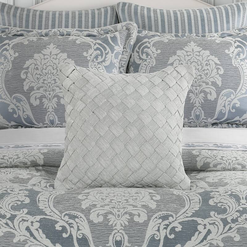 Queensbury Steel Blue 18" Square Decorative Throw Pillow