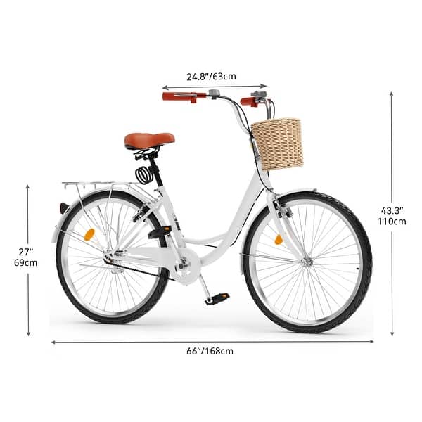 26 Inch Beach Cruiser Bike for Women - 1 Speed Commute Bike for Adults - Womens  Bicycle with Adjustable Seat in Pink/White - 26" - Bed Bath & Beyond -  40899052