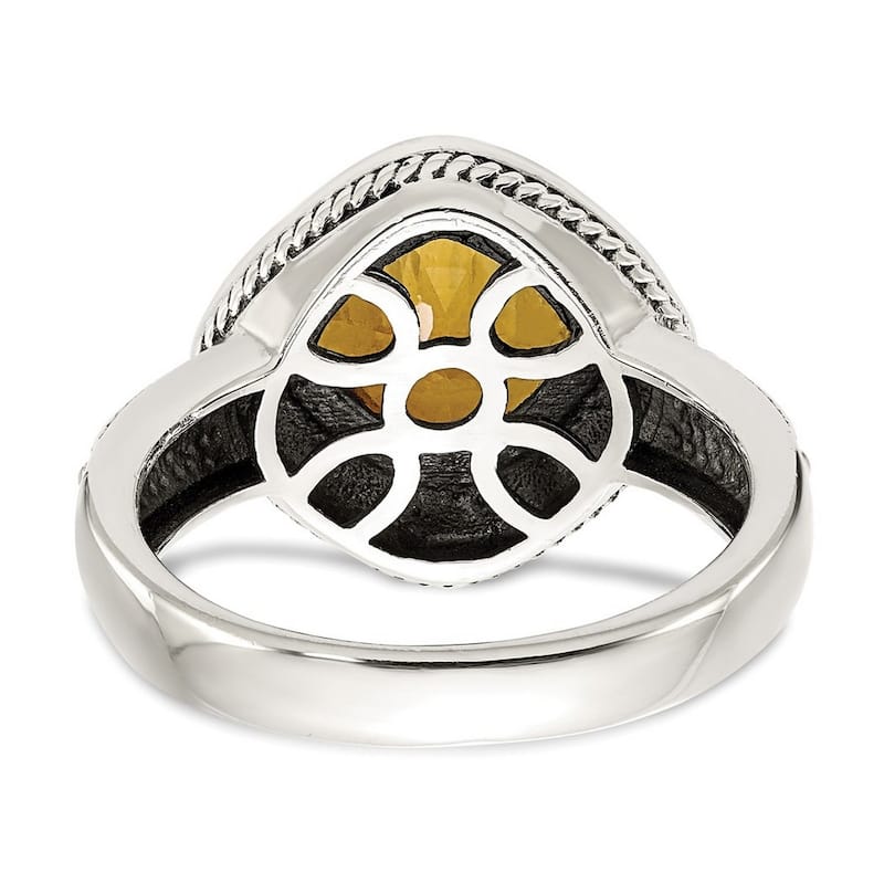 Curata 925 Sterling Silver Bezel Polished With 14k Citrine Ring