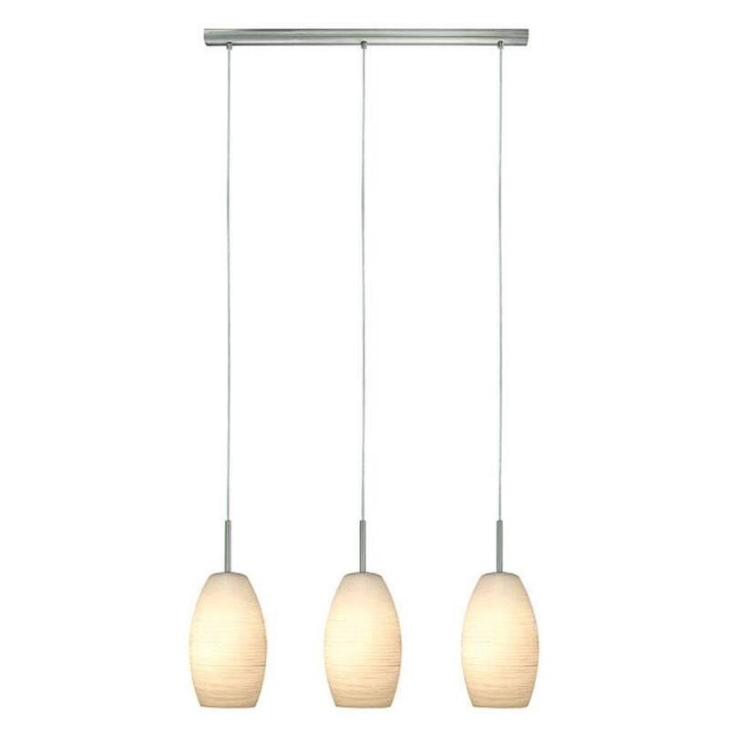 Eglo Batista 3-light Matte Nickel Island Light with White Wiped Glass
