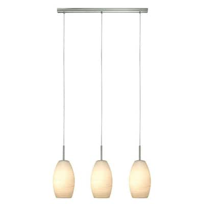 Eglo Batista 3-light Matte Nickel Island Light with White Wiped Glass