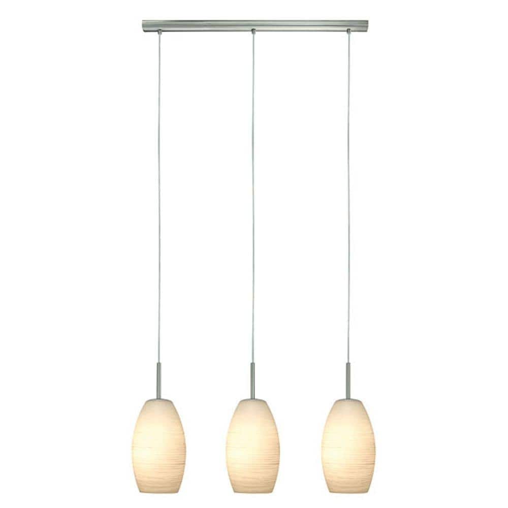 Eglo Batista 3-light Matte Nickel Island Light with White Wiped Glass