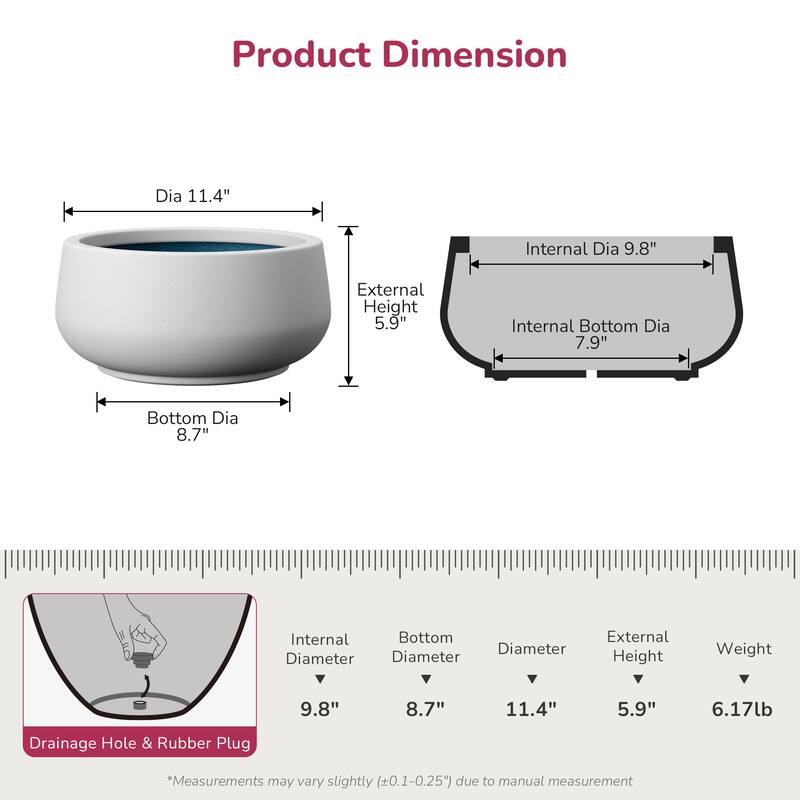 Round Curvy Concrete Planter Bowl Plant Pots