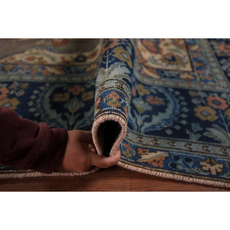 Grey Tabriz Persian Vintage Area Rug Hand-Knotted Bedroom Wool Carpet - 7'10" x 11'0"