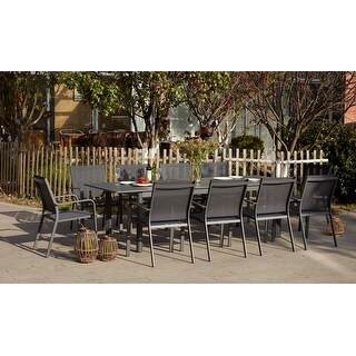 11-Piece Aluminum Extendable Outdoor Dining Table Set