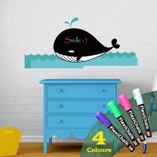 Walplus Whale Blackboard Chalkboard Wall Stickers Nursery Decor Decal with Flexichalk Marker Neon Color Liquid Chalks Pen