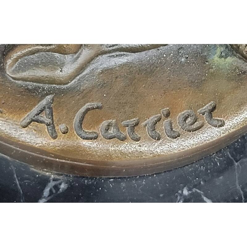 Bronze Fortuna Roman Goddess Of Luck Lady Tykhe Statue Figurine On Marble Base