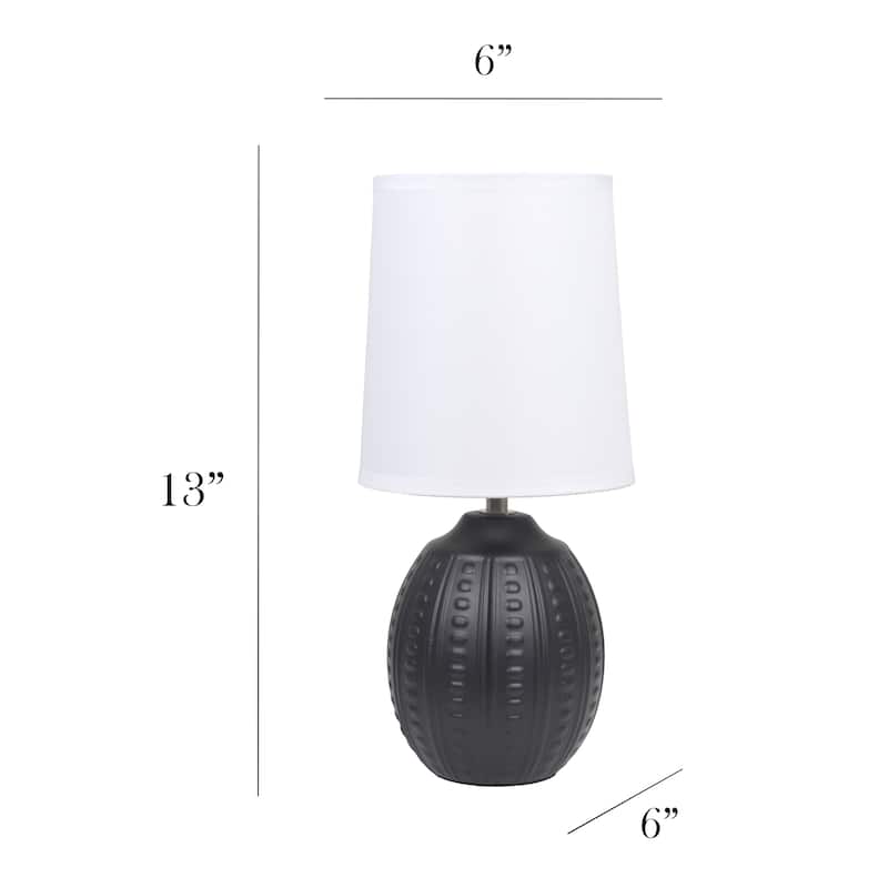Ceramic Oval Table Lamp with Fabric Shade for Bedroom, Living Room - 6 x 6 x 13 in. (L x W x H)