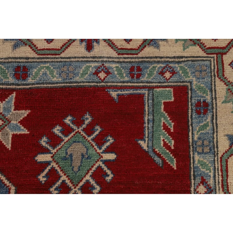 Oriental / Geometric Kazak Area Rug Handmade Wool Carpet - 5'6" x 8'2"