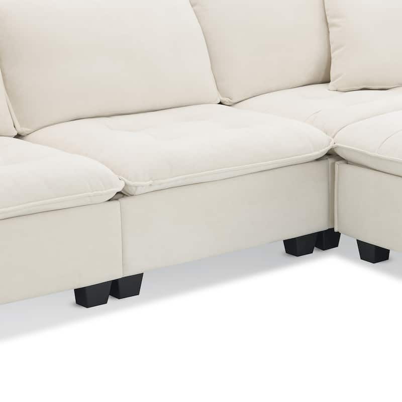 100" L-Shaped Convertible 4 Seater Sectional Sofa with Removable Ottoman and Matching Pillows, Perfect for Living Room