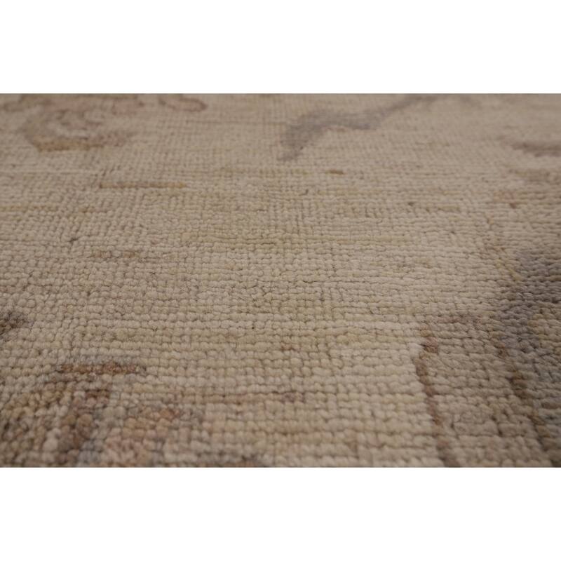 Vegetable Dye Beige Oushak Oriental Area Rug Hand-Knotted Wool Carpet - 9'0" x 12'5"