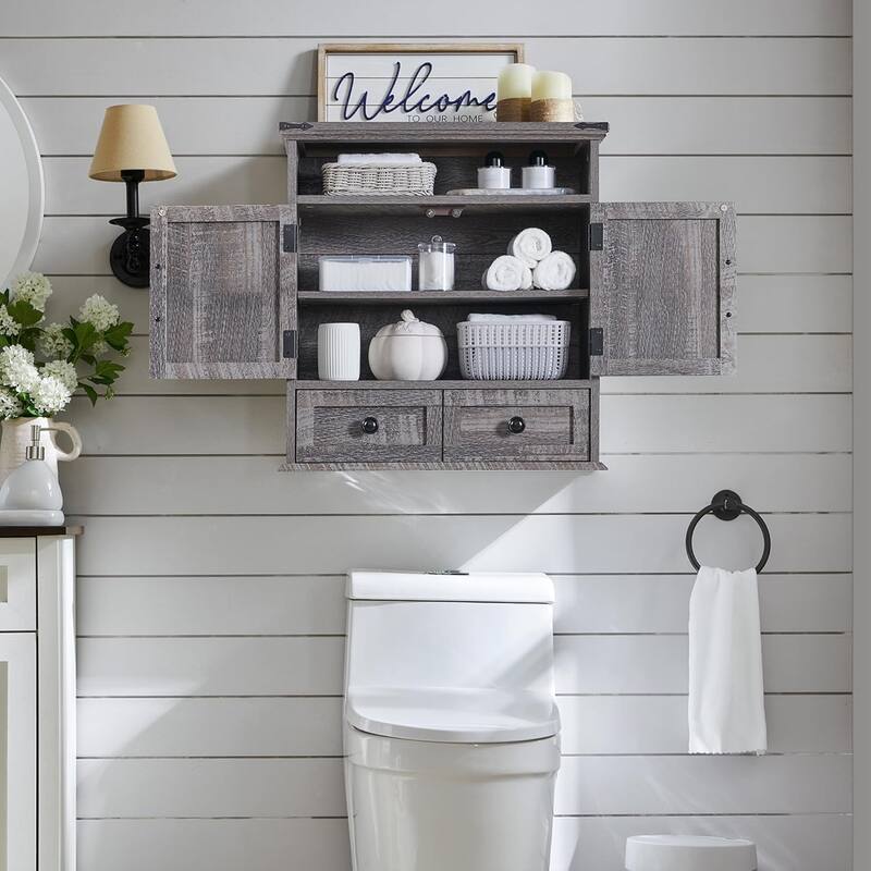 24" Farmhouse Wide Bathroom Wall Cabinet, Medicine Cabinet