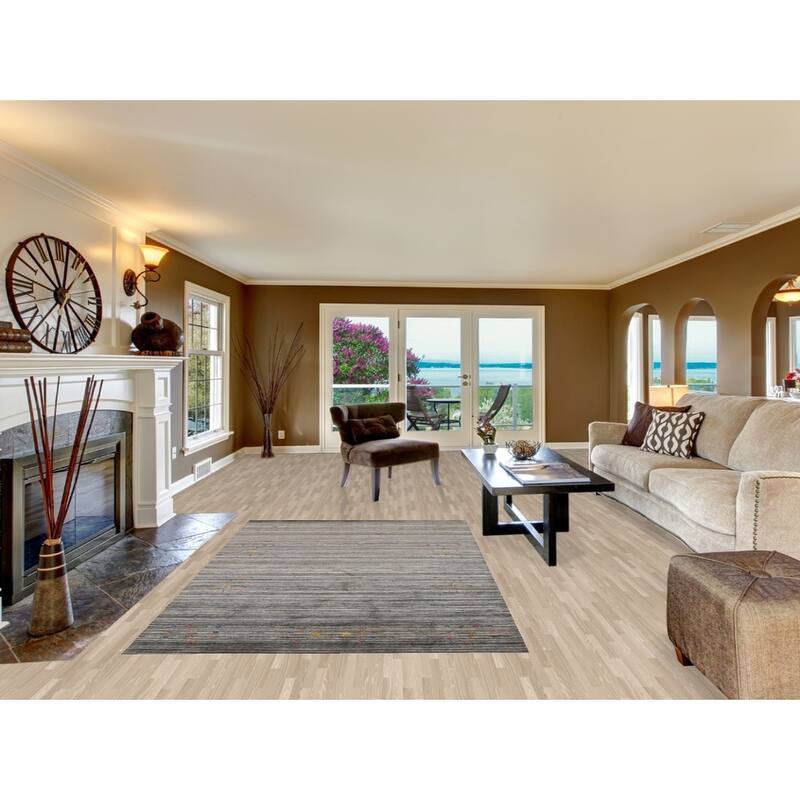 Striped Tribal Gabbeh Oriental Area Rug Hand-Knotted Wool Carpet - 5'1"x 8'0"