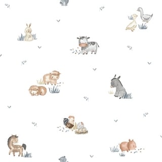 Galerie Wallcoverings Little Explorers 2 Farm Animals Non-woven Matte Wallpaper Roll