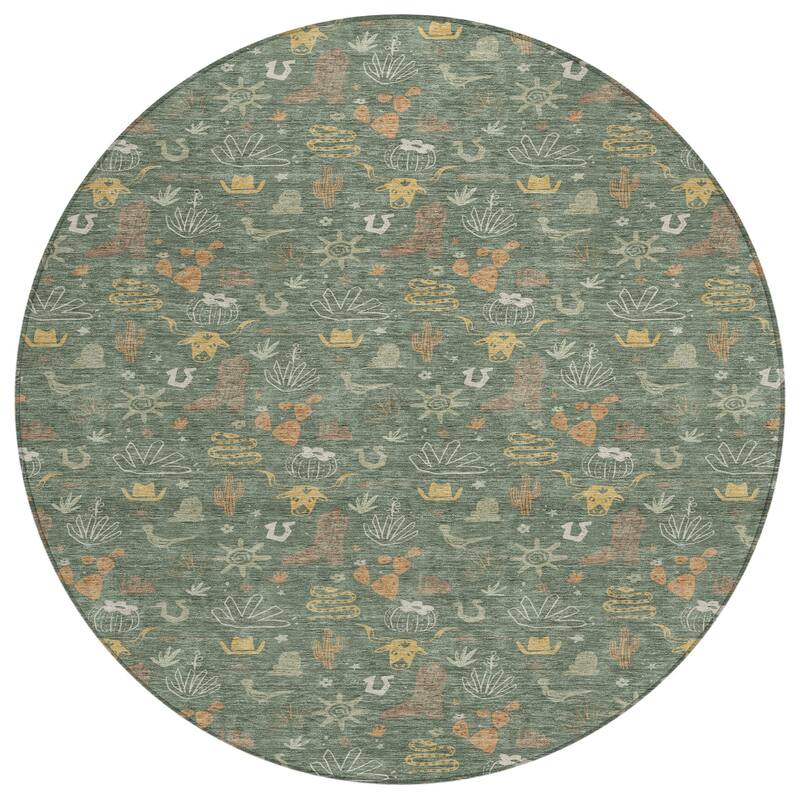 Machine Washable Indoor/ Outdoor Cowboy Ranch Chantille Rug