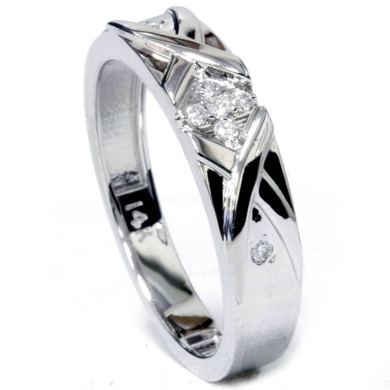 Mens Diamond Cross Ring White Gold