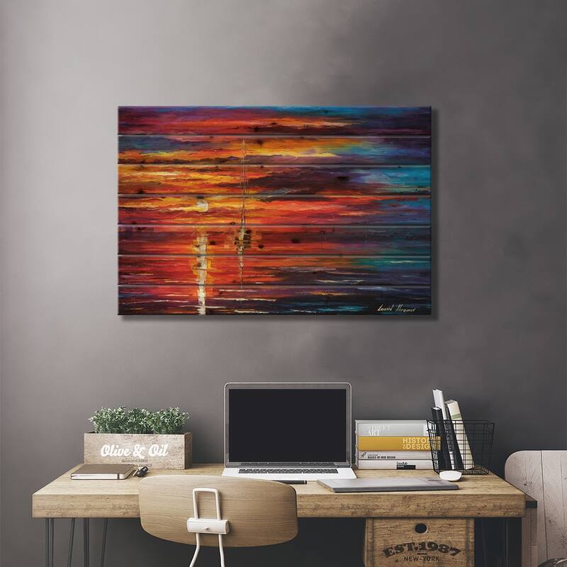 Sky Glows Print On Wood by Leonid Afremov - Multi-Color