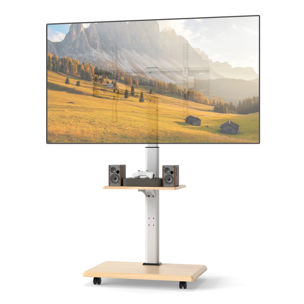 Gymax Rolling TV Stand on Wheels w/30 Degree Tilt Mount Adjustable