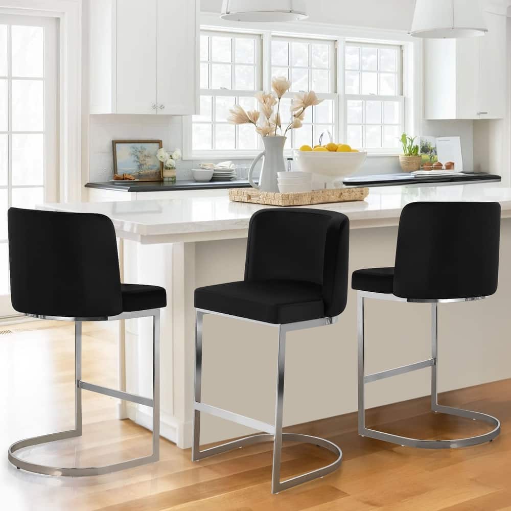 26" Upholstered Bar Stools, Counter Height Stools - 18.11"W x 19.69"D x 37.4"H