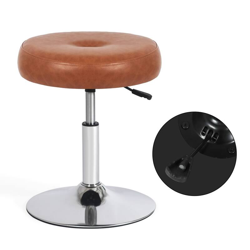 Adeco Makeup Vanity Stool Chair Round Ottoman Swivel Adjustable