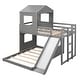 preview thumbnail 11 of 20, House Bunk Beds with Slide, Wood Twin Over Full Bunk Beds with Roof and Guard Rail for Kids, Toddlers