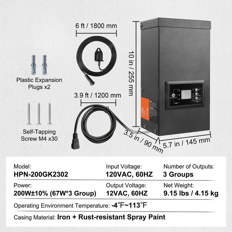 Landscape Transformer, Timer & Photocell Sensor Equipped, Weatherproof Outdoor Lighting Converter, Ideal for Exterior - Black