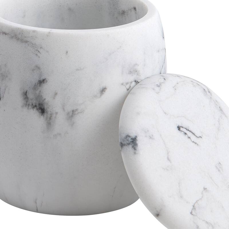 Legends Resin Cotton Ball Jar - White/Black Marble - Cotton Ball Jar