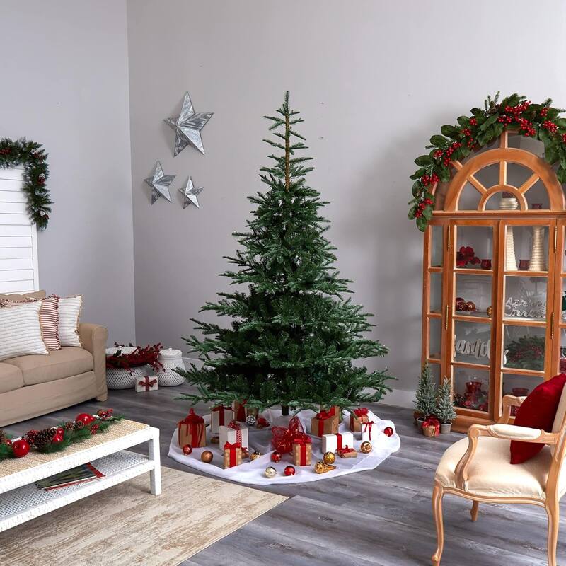 Pre-Lit Layered Washington Spruce Artificial Christmas Tree- 8' - Clear LED Lights - 8 Foot