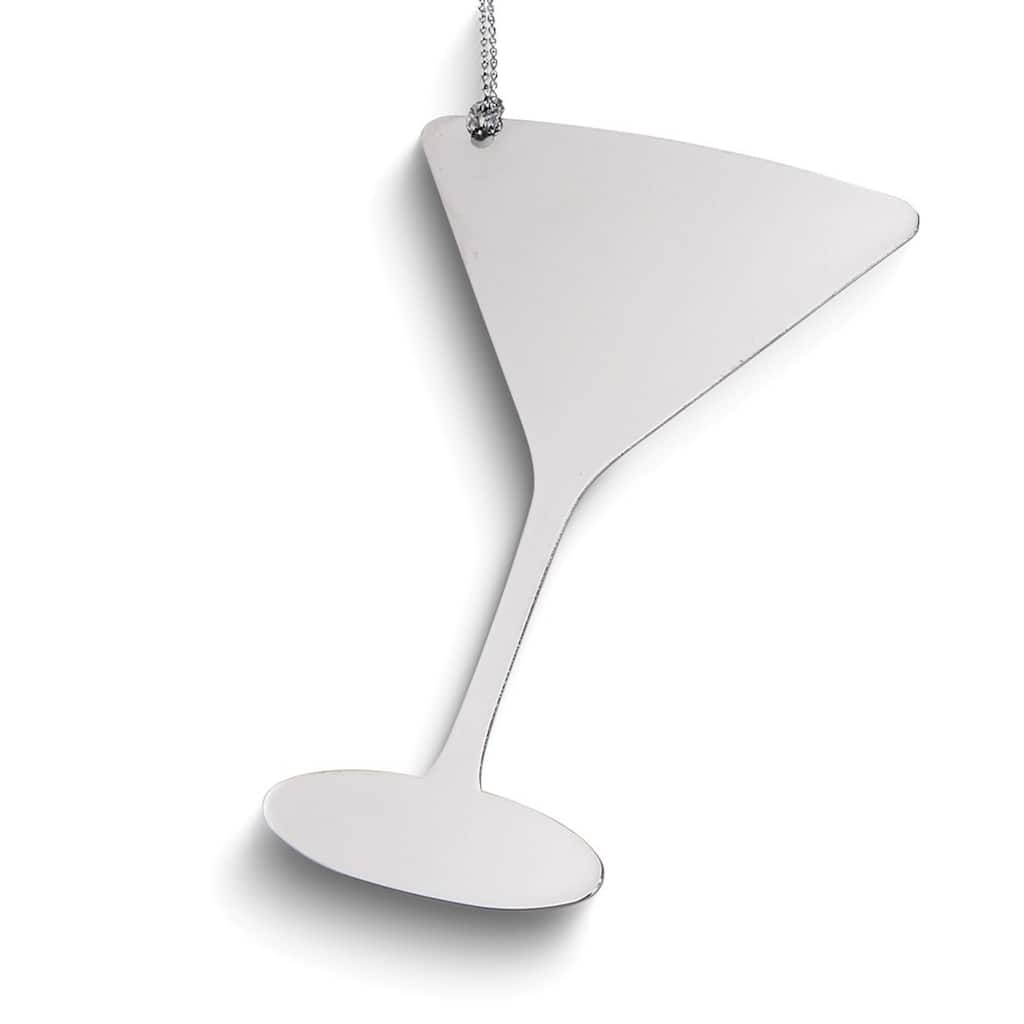 Curata Nickel-Plated Silver-Tone Metal Martini Ornament
