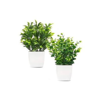 2 Plastic Eucalyptus Mini Artificial Plants