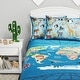 preview thumbnail 1 of 7, World Map 3 Piece Quilt Set-Twin XL Bedding & 2 Pillow Shams by Hastings Home