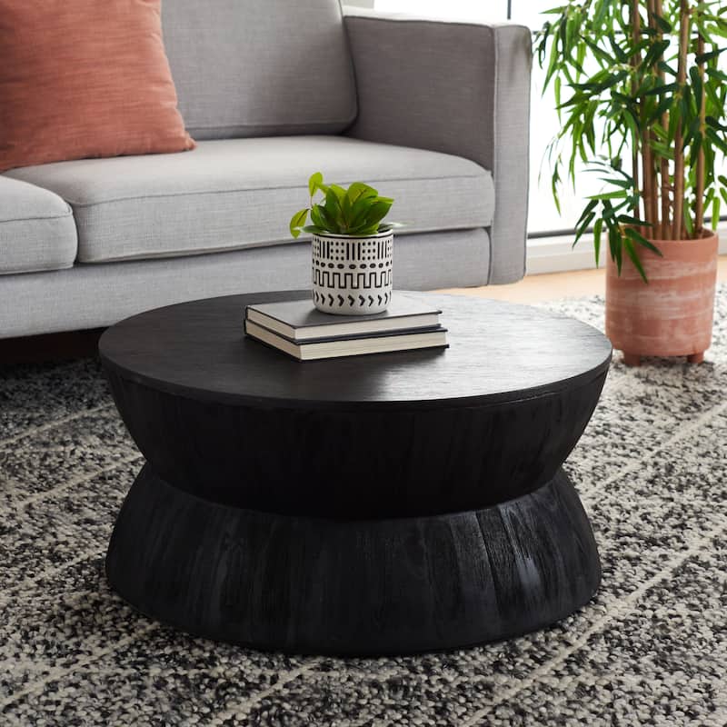 SAFAVIEH Alecto Modern Contemporary Round Coffee Table. - 30" W x 30" L x 14" H - Black