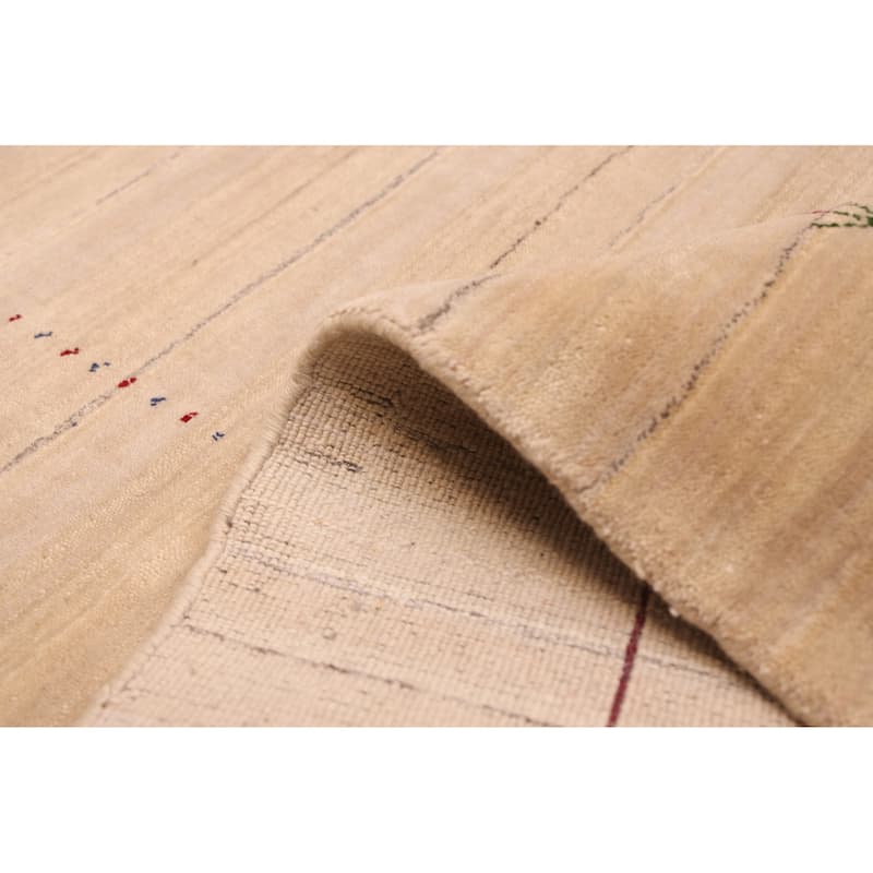 ECARPETGALLERY Hand Loomed Kashkuli Gabbeh Light Khaki Wool Rug - 4'8 x 6'11