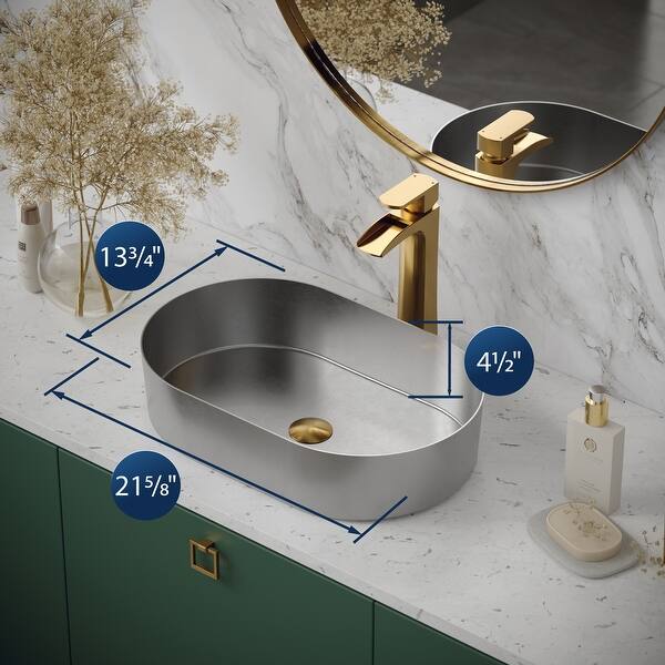 dimension image slide 3 of 4, Karran Cinox Stainless Steel Oval Vessel Sink