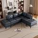 L-shaped Sectional Sofa, Blue PU Leather Sectional Sofa with 2 Movable ...