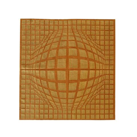 Beige Contemporary Modern Flat Weave Rug, 6' x 6' - 6' x 6'