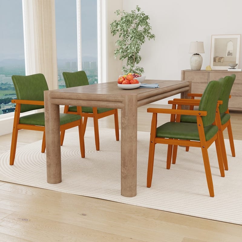 Walnut Upholstered Dining Chairs Solid Wood Arm Chair