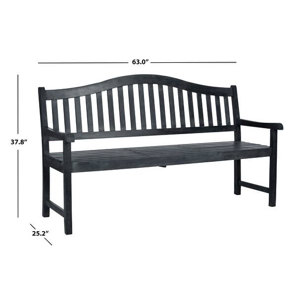 SAFAVIEH Mischa Dark Slate Grey Acacia Bench - 63" x 25.2" x 37.8"